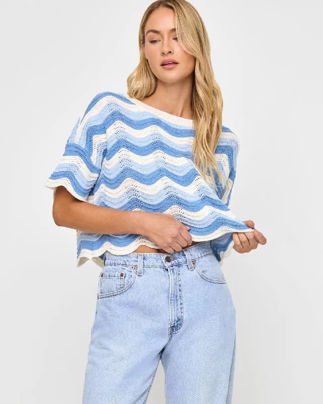 Timeless Elegance Redefined Make Waves Sweater - Blue Crush