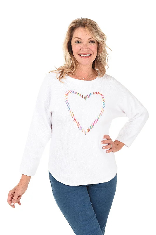 Chic Outfits White Rainbow Heart Sweater