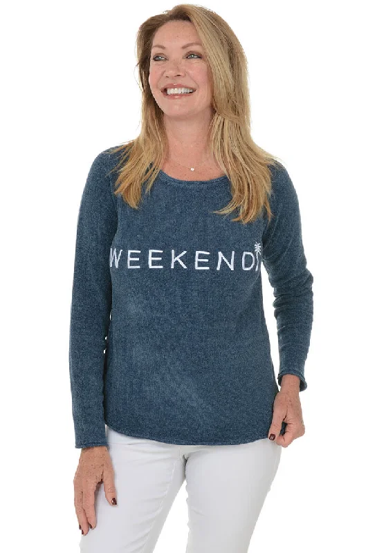 Comfort Centric Apparel Weekend Embroidered Chenille Sweater