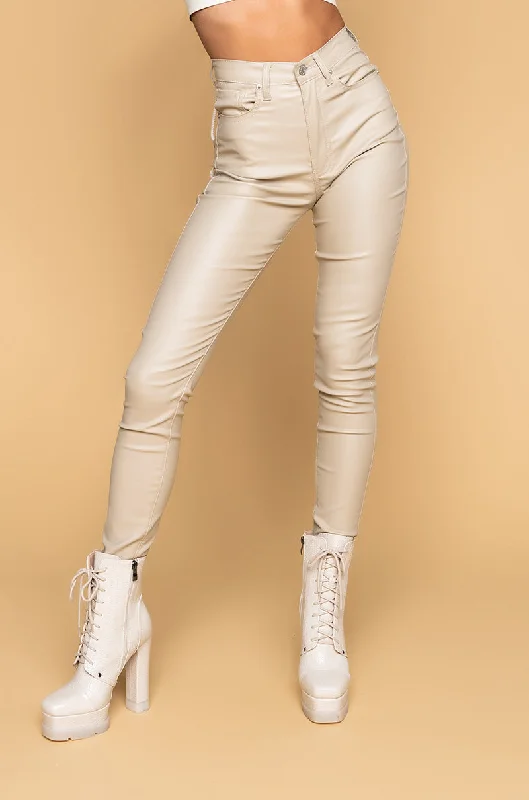 Premium Fashion ON-DUTY VEGAN LEATHER LACE UP SKINNY PANTS