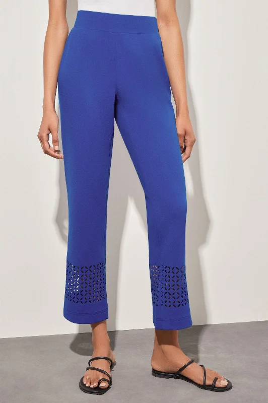 Elevate Your Wardrobe Plus Size Stretch Deco Crepe Straight-Leg Cut Out Detail Ankle Pants