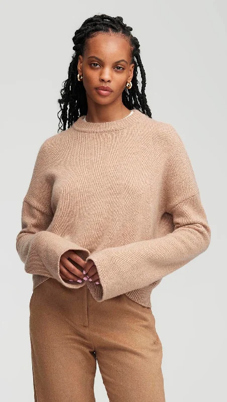 Bold Fashion Everyday Boxy Crew in Wool-Cashmere | Camel