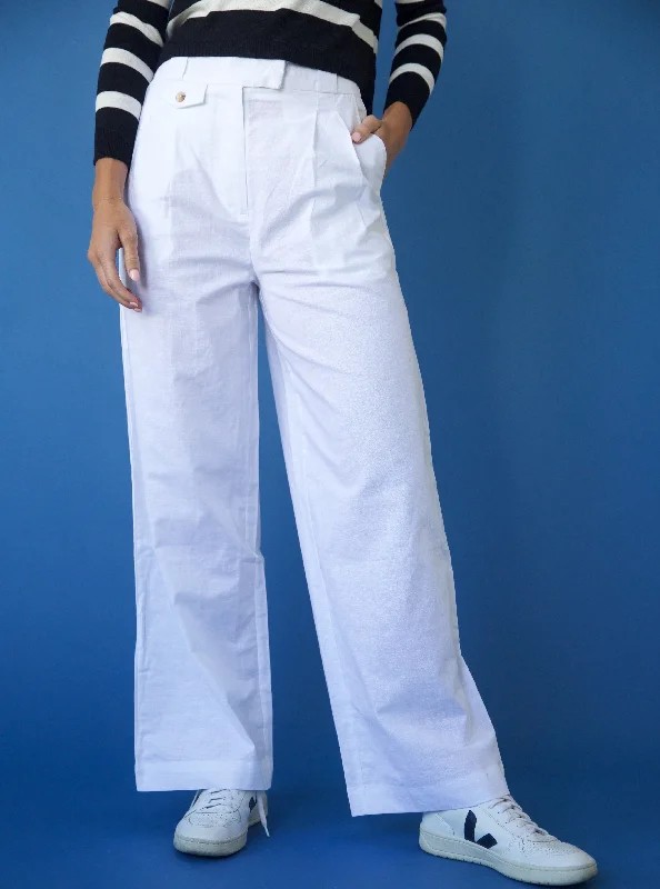 Women Apparel White Linen Trouser