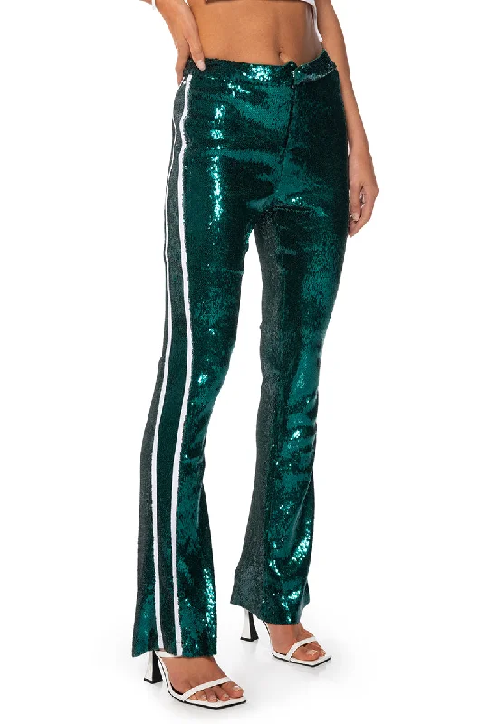 Hot Trends GET DOWN ON IT SEQUIN FLARE TROUSER