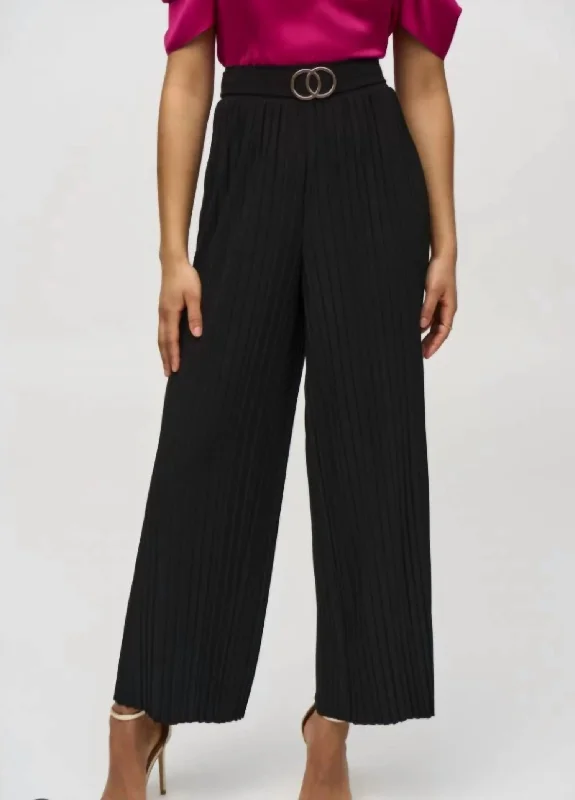 Casual and Comfortable Outfits Belted Wide Leg Pants In Black