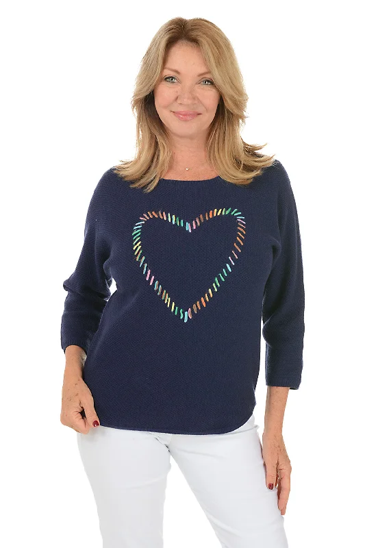 Trendy Pulse Navy Rainbow Heart Sweater