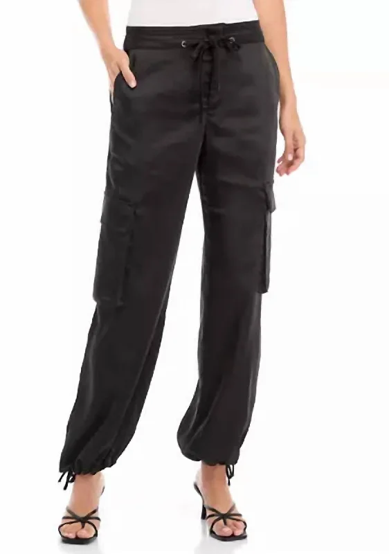 Pastel Styles Eve Cargo Pants In Black