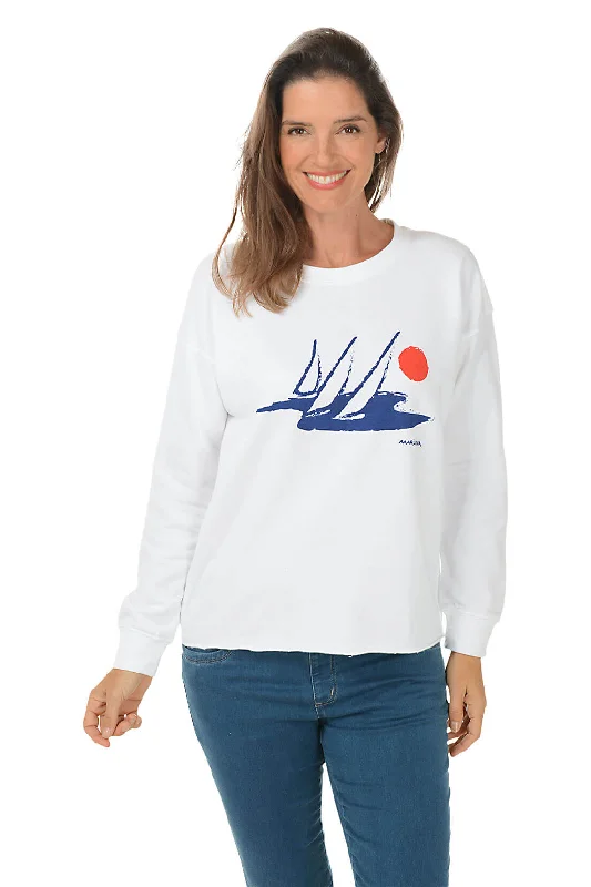 Casual Chic Boat Sun Drop Shoulder Sweatshirt