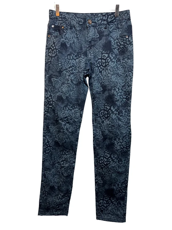 Bid Farewell To The Old Season Women's Floral Patterned Blue Jeans (W32)