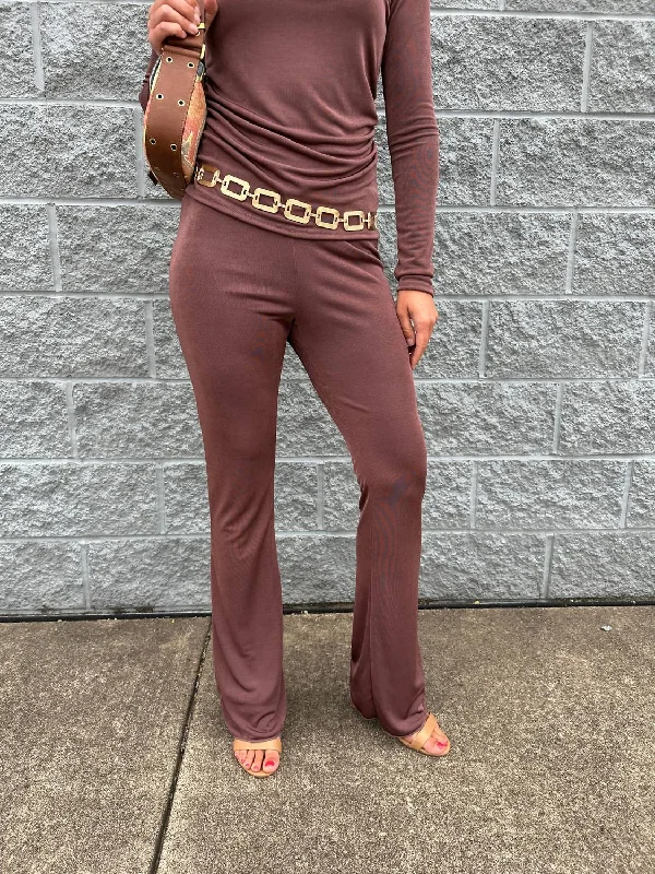 Fashion Forward Femininity Rumi Flare Pants In Brown