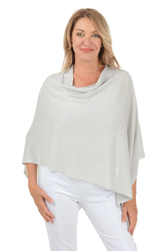 Limited Time Deal Silver Shimmer Bamboo Knit Poncho