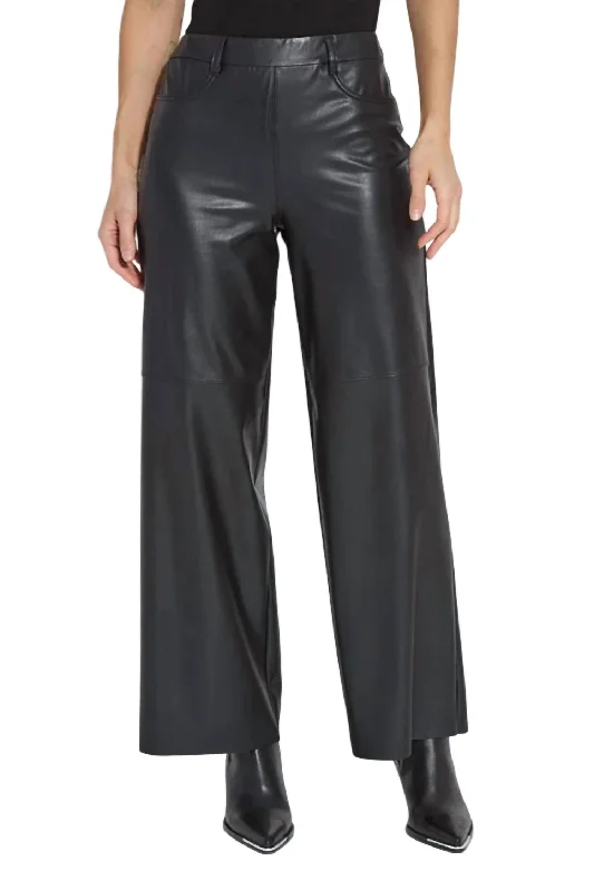 Stylish Loungewear for Women Wren Hi Waist Wide Leg Vegan Leather Pant In Black