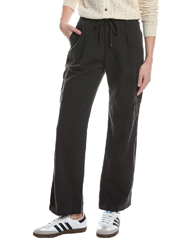 End of Season Sale James Perse Twill Pleated Linen-Blend Cargo Pant