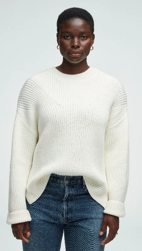 Women's Online Boutique Chunky Ribbed Sweater in Merino Wool | Ivory