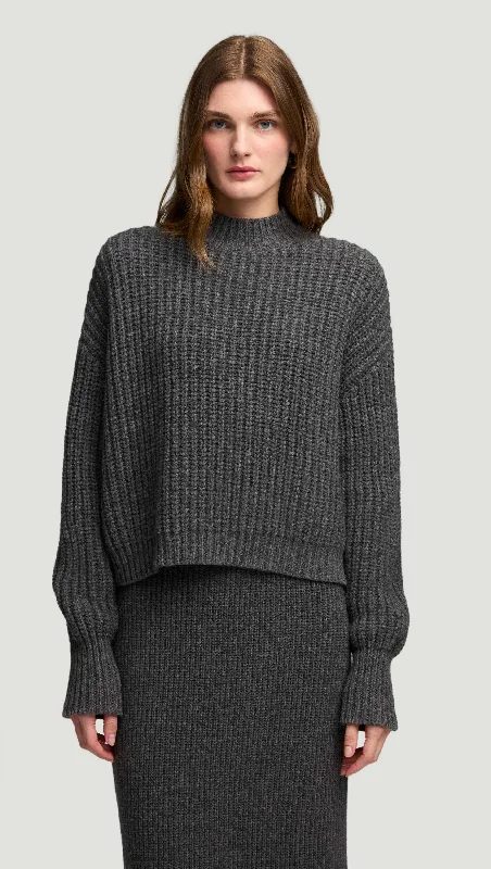 Trend Leading Collection Fisherman Sweater in Wool Nylon | Grey