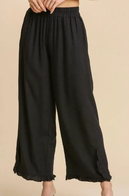 Flash Sales Linen Elastic Waist Pants In Black