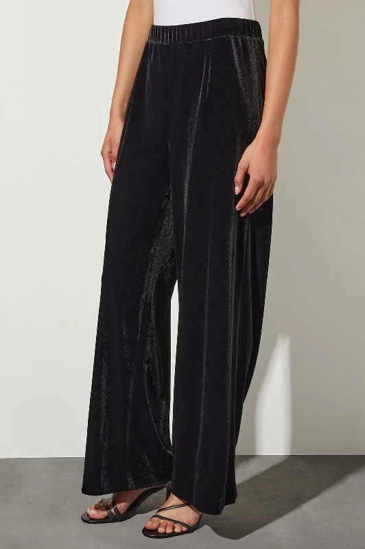 Trendy Street Style Attire Velvet Wide-Leg Pants