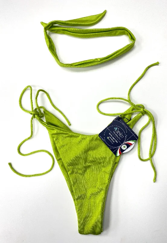 Innovate Your Wardrobe Bayu Green Ruched Bikini Bottoms And Head Band UK M