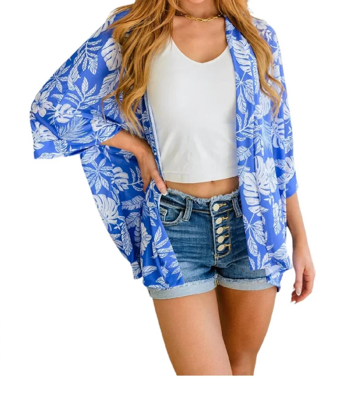 Trendy Styles Tropical Stories Kimono In Blue