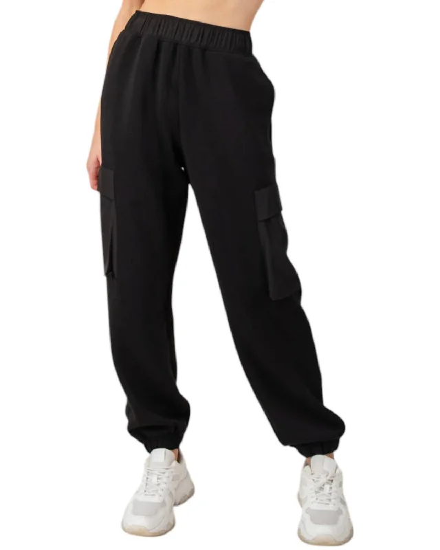 Festival Fashion Scuba Pocket Jogger In Black