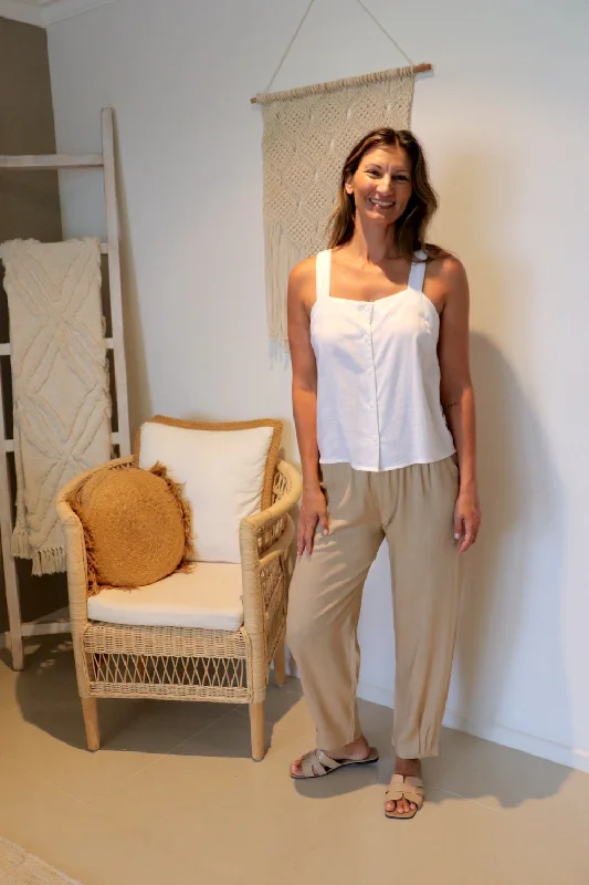 Flash Sales Today Resort Linen Blend Pant in Sand