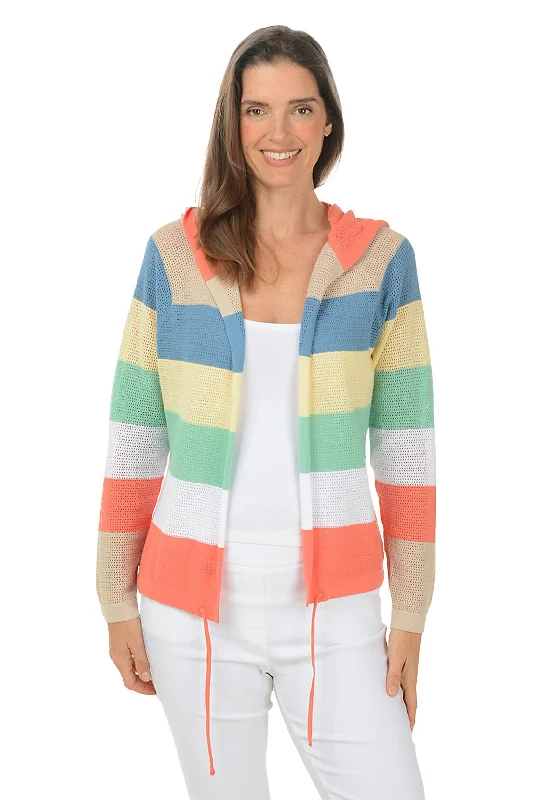 Trend Driven Wardrobe Parasol Rugby Striped Hoodie Sweater