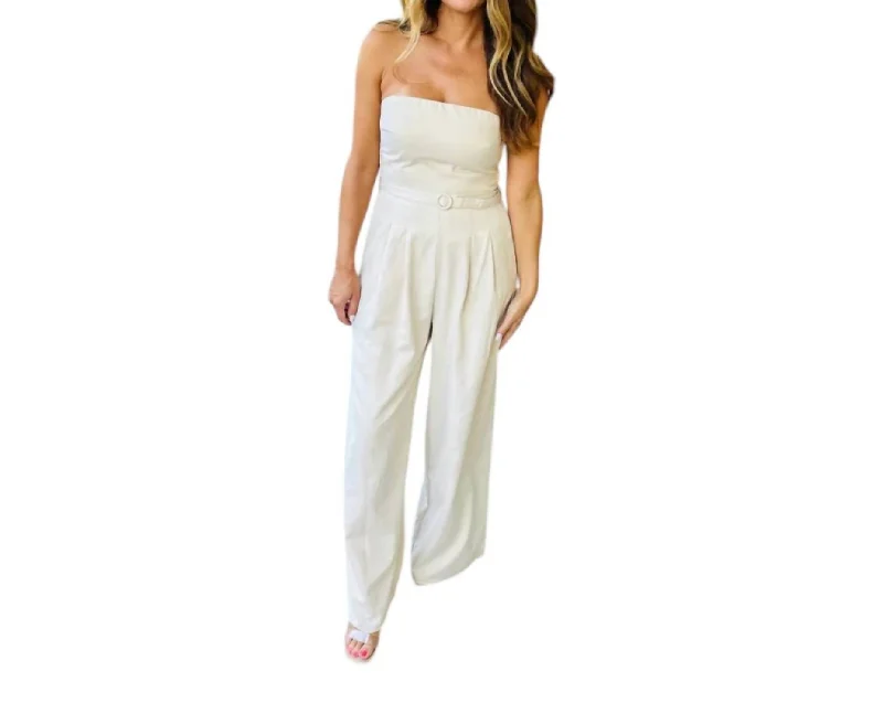 Shop Ladies Clothes Past Midnight Tube Jumpsuit In Cream