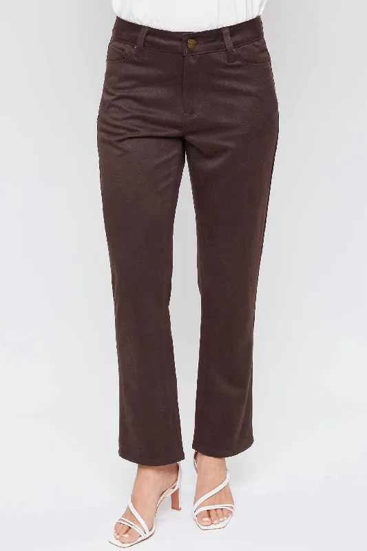 New Styles Just In Missy Sueded Twill Straight Leg Pant In Chocolate