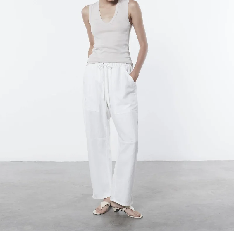 Fashion Essentials Twill Utility Pant In Off White