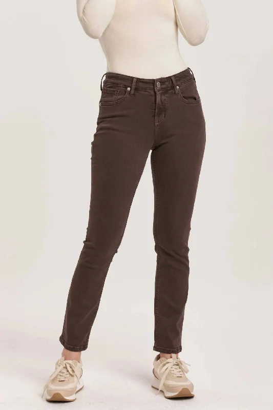 Big Savings Blaire Mid Rise Slim Straight Jeans In Mocha Brown