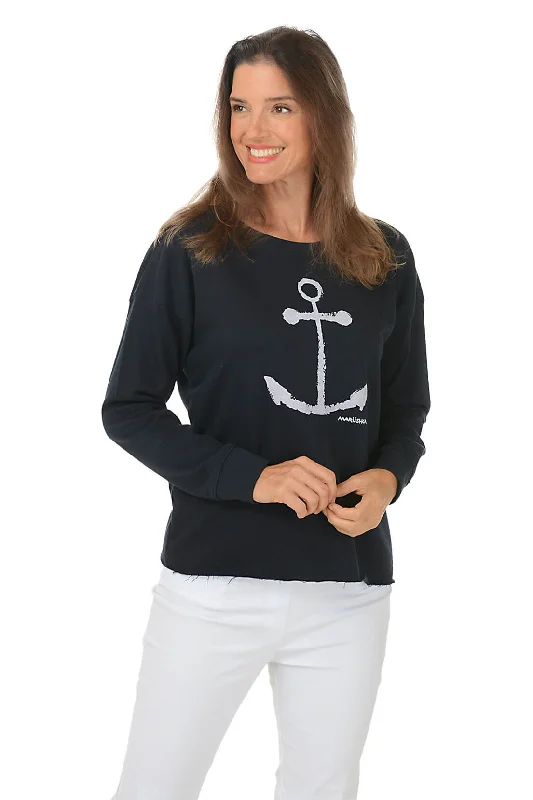 Luxury Fashion White Anchor Drop Shoulder Sweatshirt