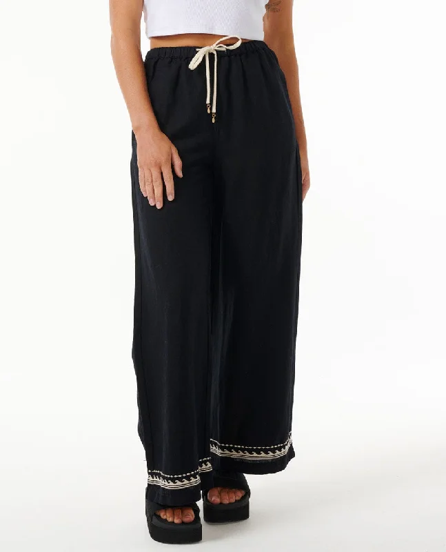 Elevate Your Wardrobe Rip Curl Soleil Wide Leg Pants-Black