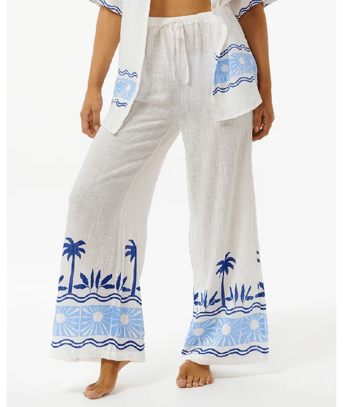 Vibrant Femme Fashion Rip Curl Santorini Sun Printed Pants-Blue