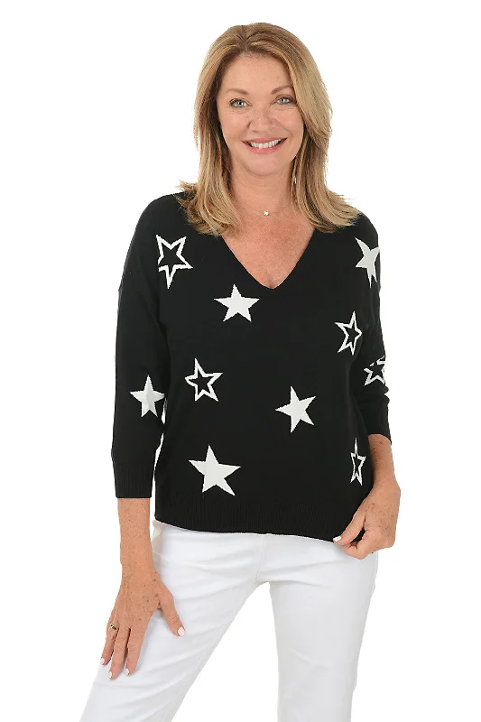 Casual Yet Stylish Separates Starry V-Neck Sweater