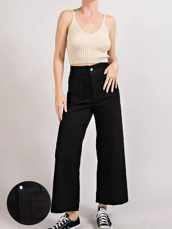 Your Timeless Wardrobe Awaits Soft Washed Wide Leg Pants In Black