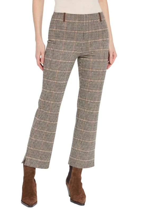 Relaxed Fit Women’s Fashion Brushed Jacquard Baby Boot Ankle Pant In Austin Plaid