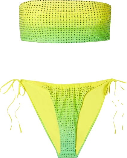 Fashion Frontiers Self-Portrait Green Crystal-embellished Ombré Bandeau Bikini Set BNWT UK 8