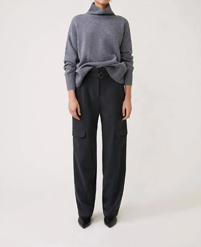 Innovate Your Wardrobe Jeff High Waist Belted Pant In Carbone