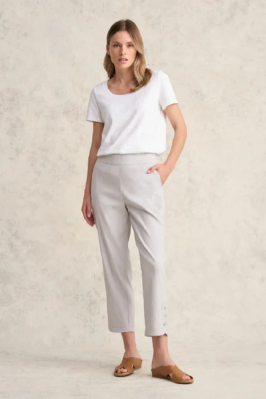 Seasonal Sale Curved Hem Linen Pant - Light Grey