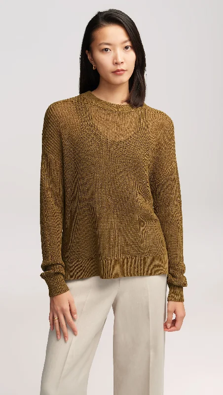 Modern Casual Clothing Summer Sweater in Mercerized Cotton | Khaki Green