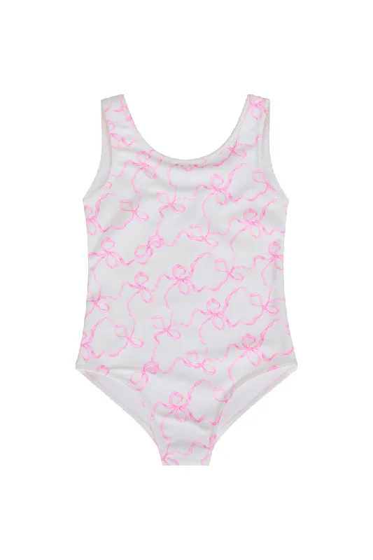 Sale On Clothing Girls Aldora Bow Print One Piece Swimsuit