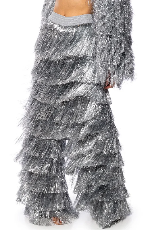 Signature Style Essentials SO FANCY METALLIC FRINGE PANT