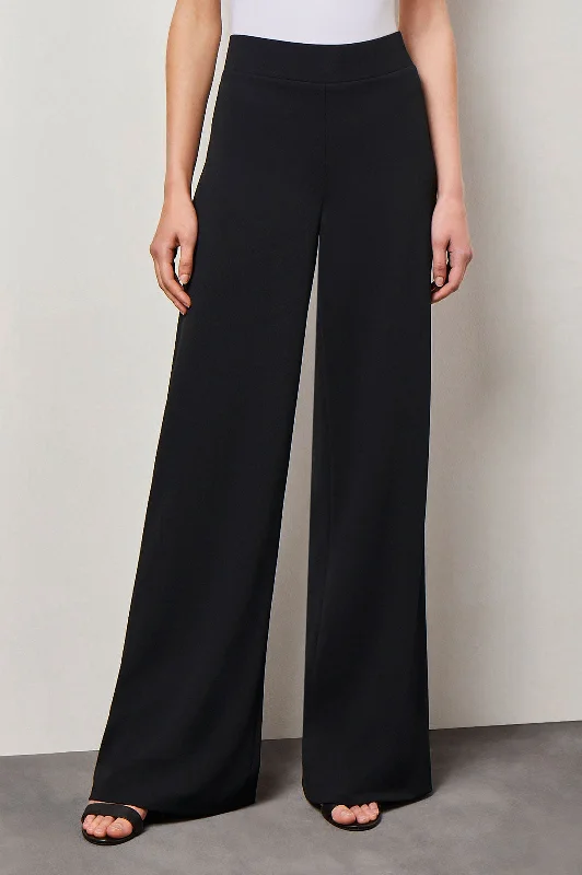 Elegant Simplicity Wardrobe Plus Size Stretch Deco Crepe Wide-Leg Pants