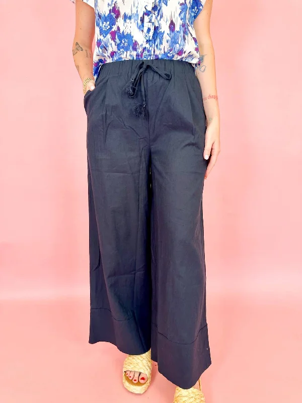 Elegant Clothing Blake Linen Trouser In Black