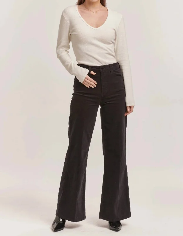 Vibrant Femme Fashion Corduroy Fiona Pants In Black