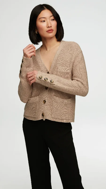 Limited Time Offer Cropped Cardigan in Cotton Cashmere | Oat