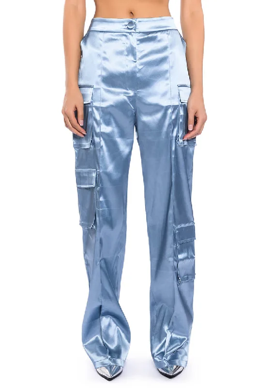 Fashion Women's Clothing BEAUTY RAINS SATIN CARGO PANTS