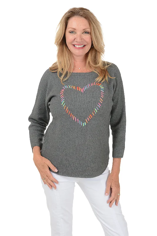 Chic Wardrobe Rainbow Heart Sweater