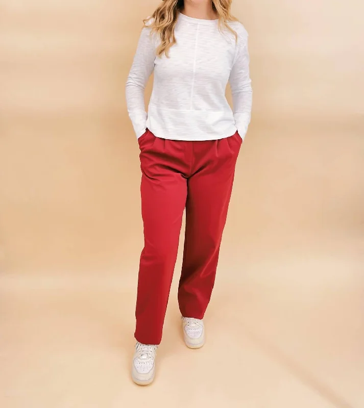 Elegant Styles Sophia Faux Leather Trousers In Red