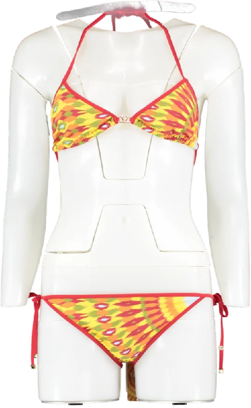 Stay Ahead In Style Valentino Printed Triangle Logo Rockstud Bikini Set BNWT UK S